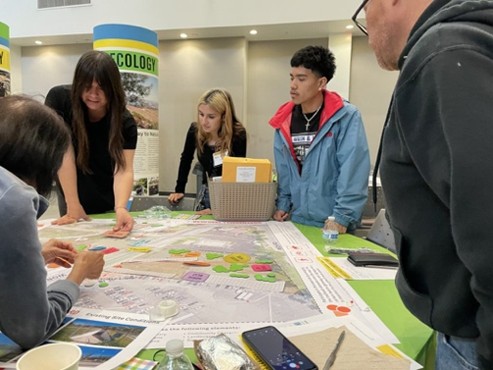 Youth collaborating on a work project.