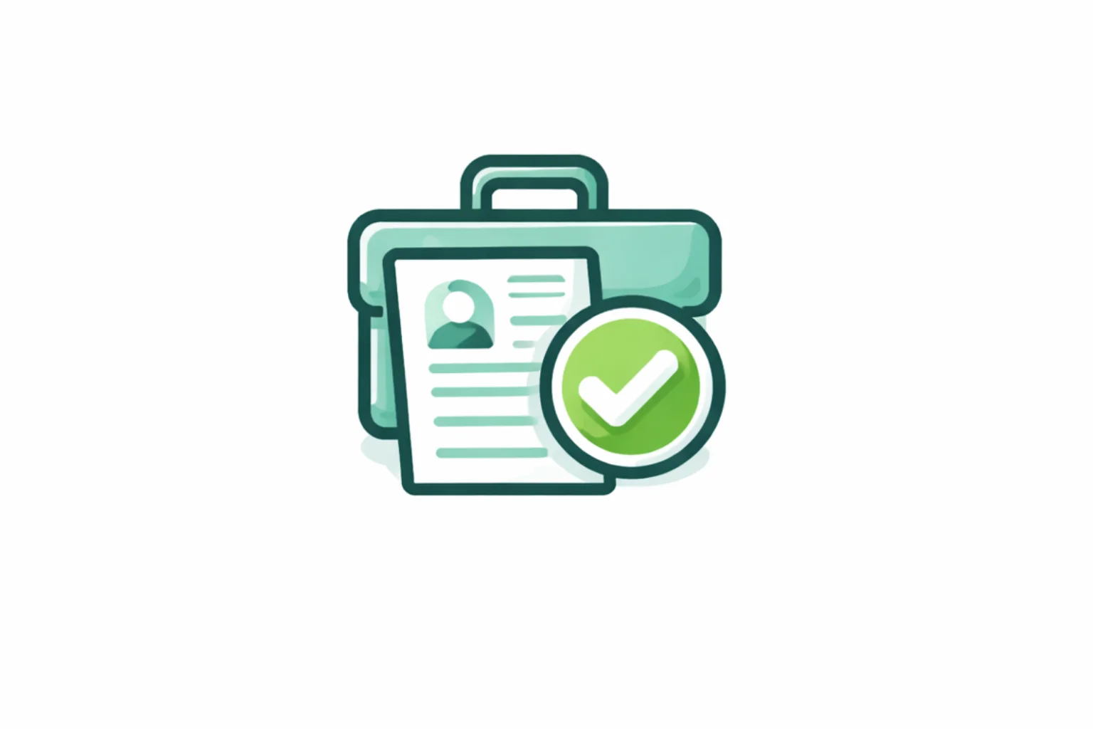 icon with suitcase, resume, and checkmark